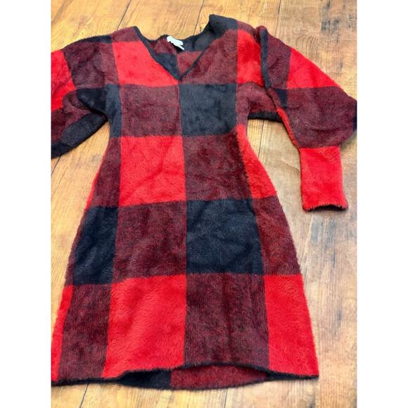 Sz Xs - H & M Fuzzy Buffalo Plaid Dress - Picture 2 of 7